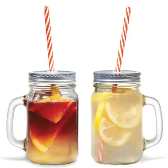 Gourmet by Starfrit 16oz. Mason Jar Mugs with Straws, 2ct. {6}