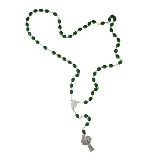 25" St. Patrick Irish Glass Beaded Rosary {1}