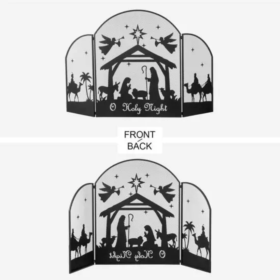 Glitzhome&reg; 48" Christmas Metal Mesh Silhouette Nativity Scene Screen {7}