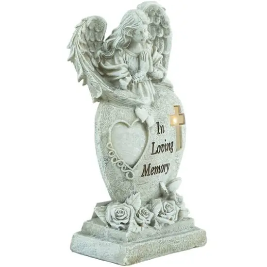 9.5" Solar LED Lighted Praying Angel Outdoor Garden Statue {4}