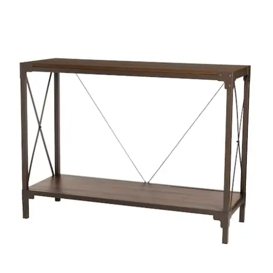 Glitzhome&reg; Modern Industry Metal Wooden Console Table {1}