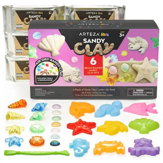 Arteza&reg; Kids Sandy Clay Beach Kit with Shapes ,33 pcs {1}