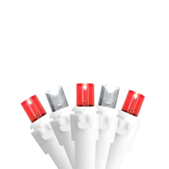 100ct. LED Wide Angle Icicle Christmas Lights With White Wire Red/Pure White {4}