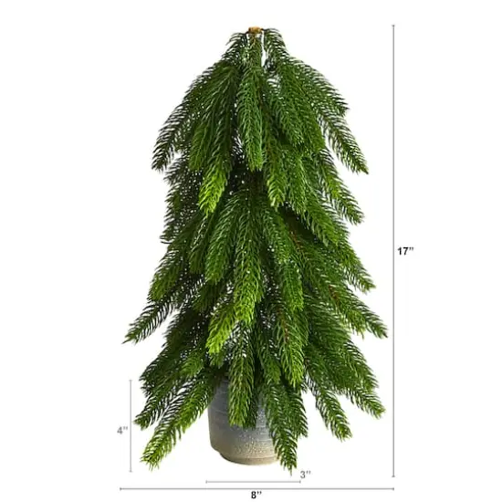 17" Unlit Artificial Pine Tree In Decorative Planter {3}