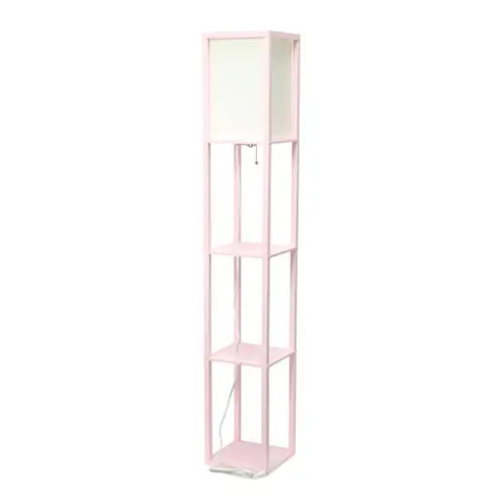 Lalia Home 5ft. Column Shelf Floor Lamp with Linen Shade Light Pink {11}