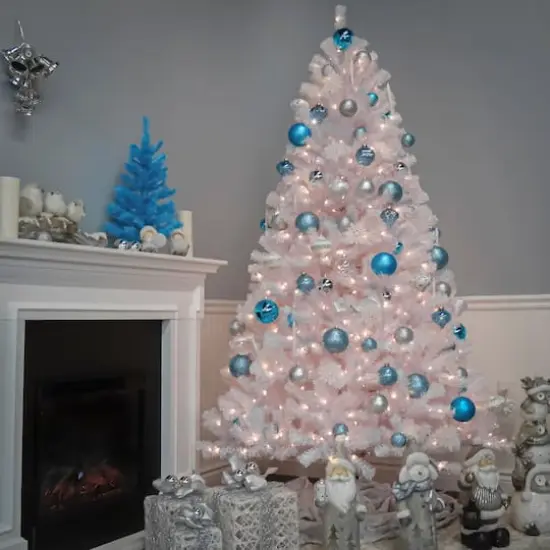 7ft. Pre-Lit North Valley&reg; White Spruce Artificial Christmas Tree with Clear Lights {5}