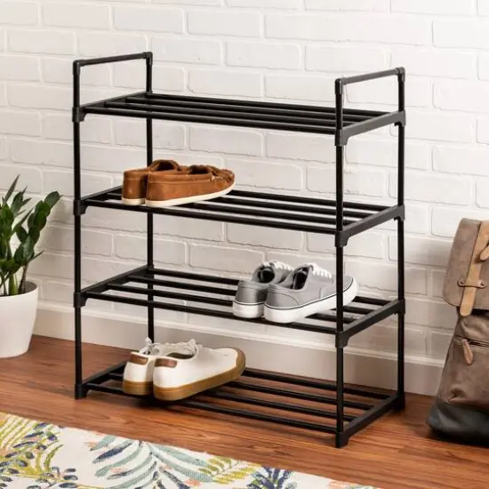 Honey Can Do Black Metal 4-Tier Modular Shoe Rack {3}