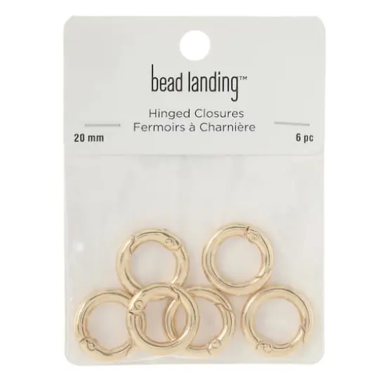 20mm Metal Round Hinged Closures, 6ct. by Bead Landing&trade; Gold {4}
