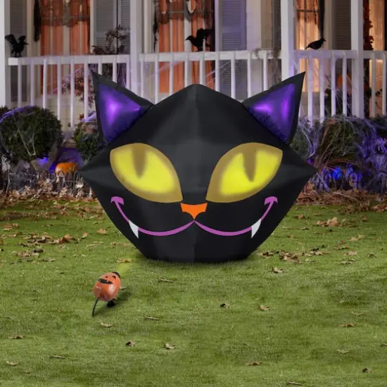 48.03" Airblown® Inflatable Halloween Smiling Cat Projection Set {3}