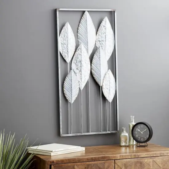 Silver Iron Leaves Wall Decoration {4}