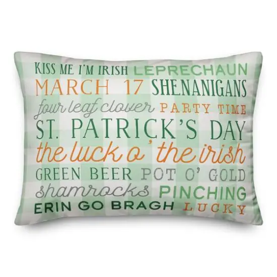 St Pat Words Buffalo Check Pillow 14" x 20" Throw Pillow {3}