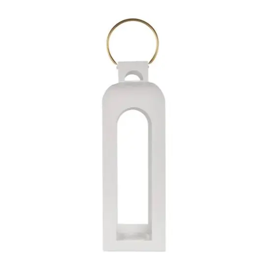 27" White Metal Arched Cutout Candle Lantern {7}