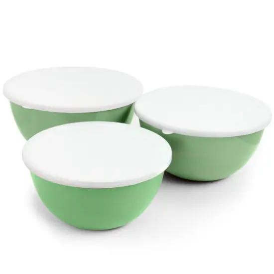 Gibson Home&reg; Plaza Cafe Mint 3-Piece Stackable Nesting Mixing Bowl Set with Lids {1}