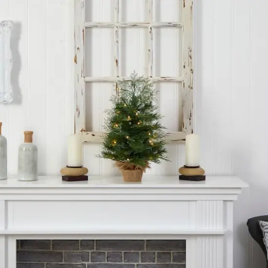 2ft. Pre-Lit Artificial Christmas Tree in Burlap Base, Warm White LED Lights  {7}