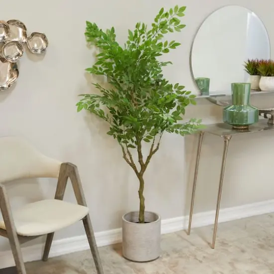 61" Green Vinyl Contemporary Potted Artificial Tree {8}