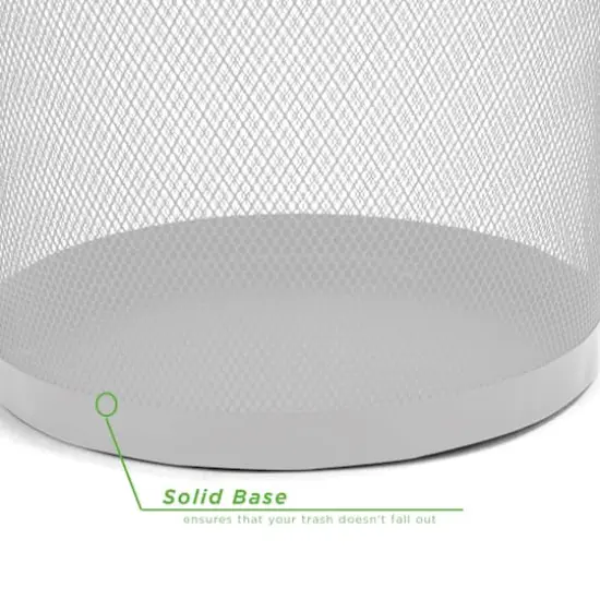 Mind Reader Garbage Round Metal Mesh Waste Basket Recycling Bin White {7}