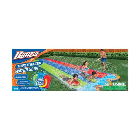 Banzai® 16ft. Triple Racer Water Slide™ with 3 Bodyboards {8}
