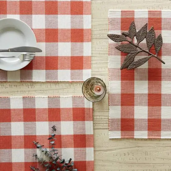 DII&reg; Buffalo Check Ribbed Placemat, 6ct. Vintage Red/White {9}