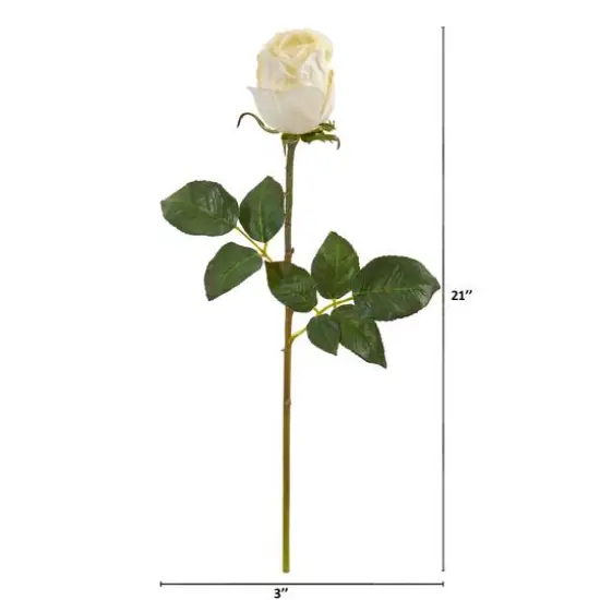 Rose Bud Artificial Flower Stem, 6ct. Peach and White {4}