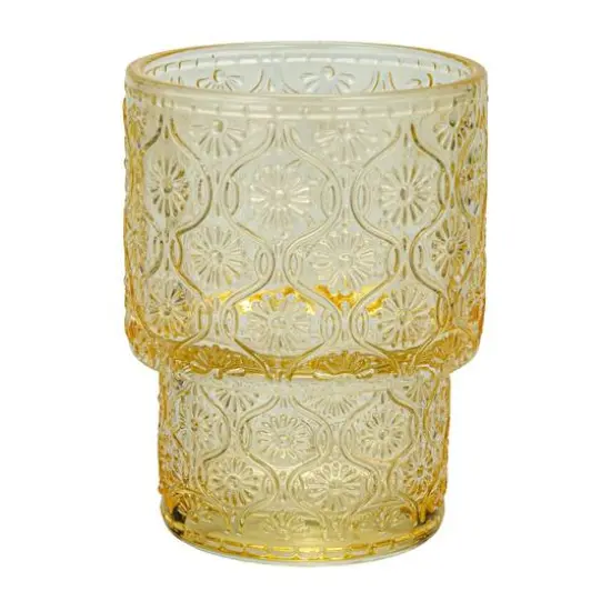 Hello Honey® Embossed Glass 5-Votive Candle Holders with Vase & Wood Tray {13}
