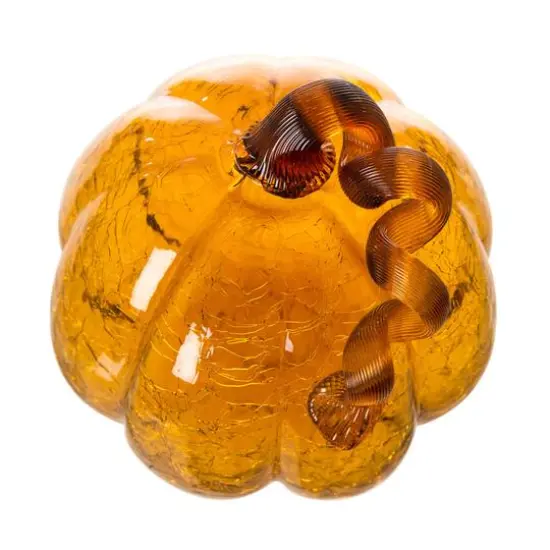 Glitzhome&reg; Crackle Glass Pumpkin, Amber {13}