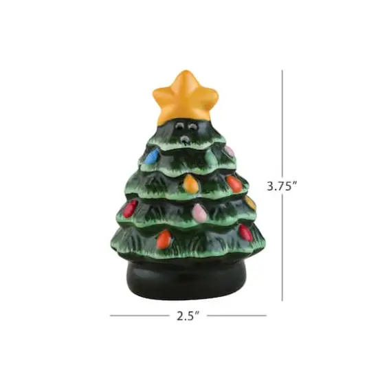3.75" Green Ceramic Christmas Tree Salt & Pepper Shakers {4}
