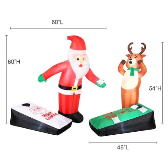 Airflowz Inflatable Santa & Reindeer Playing Cornhole {7}