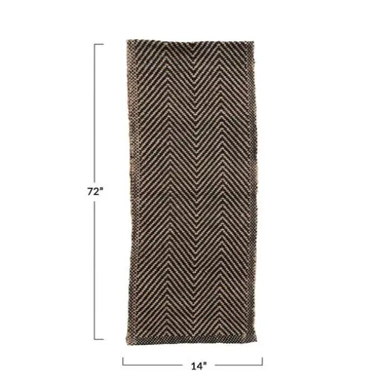 Hello Honey® 72" Black & Natural Chevron Woven Jute & Cotton Table Runner {1}
