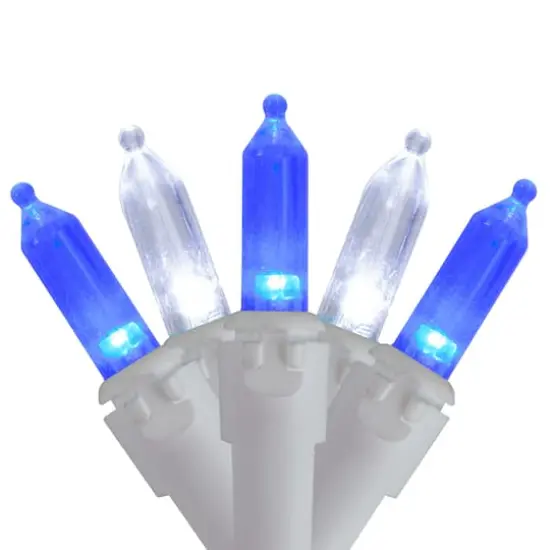 100ct. LED Mini Christmas Lights With White Wire Blue and Pure White {1}