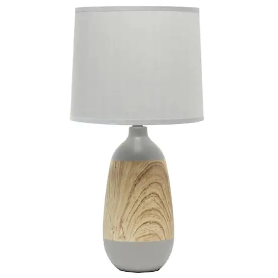 Simple Designs Ceramic Oblong Table Lamp Gray/Light Wood {1}