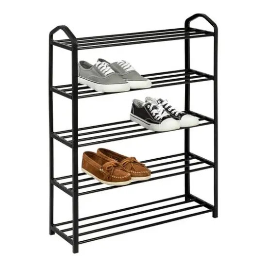 Honey Can Do Black 5-Tier Metal Shoe Rack {1}