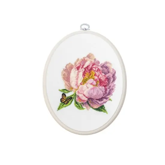 Luca-S Rozella Peony Counted Cross Stitch Kit with Display Hoop {1}