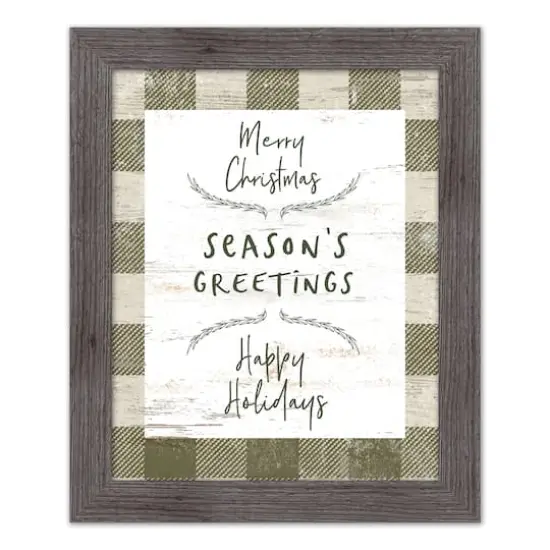 Green Buffalo Check Holiday Phrases Print in Western Gray Frame {1}