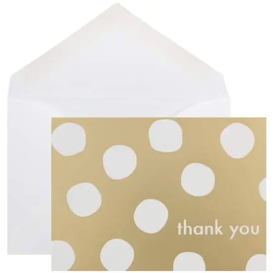 JAM Paper 3.5" x 4.875" Gold Polka Dot Thank You Cards & Envelopes, 10ct. {1}
