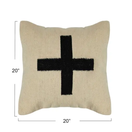 Hello Honey&reg; 20" x 20" Swiss Cross Cotton Wool Throw Pillow Natural/Black {4}