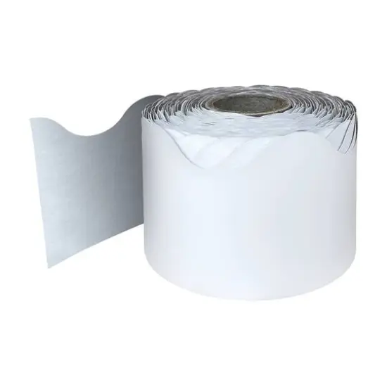 Carson Dellosa&reg; White Rolled Scalloped Border, 195ft. {3}
