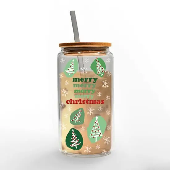 16oz. Merry Merry Merry Glass Can Tumbler {3}