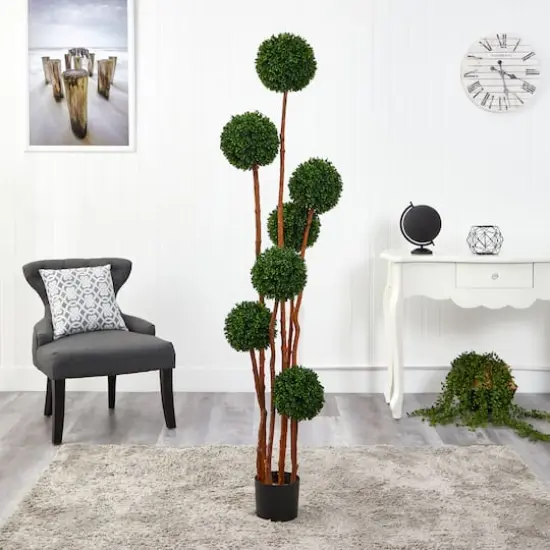 6ft. Potted Boxwood Multi-Ball Topiary Tree {4}