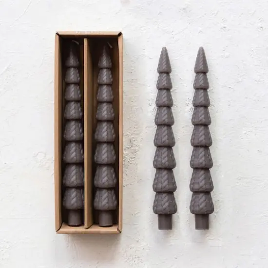 Hello Honey 10" Pewter Seasonal Silhouette Tree Shaped Taper Candles, 2ct. {3}