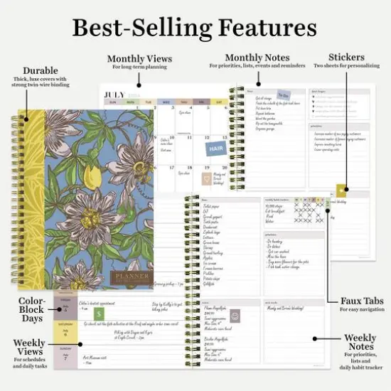 TF Publishing 2024 - 2025 Coastal Flowers Medium Spiral Planner {7}