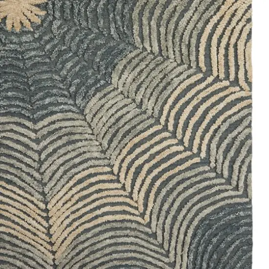 Light Gray Wool Contemporary Hand Hooked Rug, 5ft. x 8ft. {4}