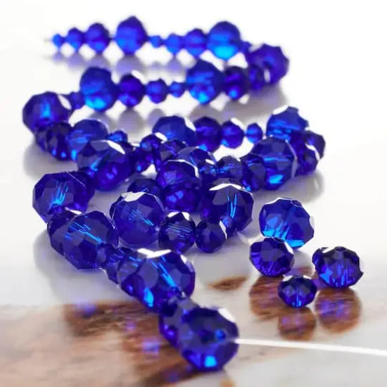 Blue Faceted Glass Rondelle Beads by Bead Landing&trade; {3}