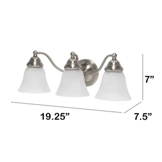 Lalia Home Essentix Alabaster 3 Light Glass Vanity Brushed Nickel {5}