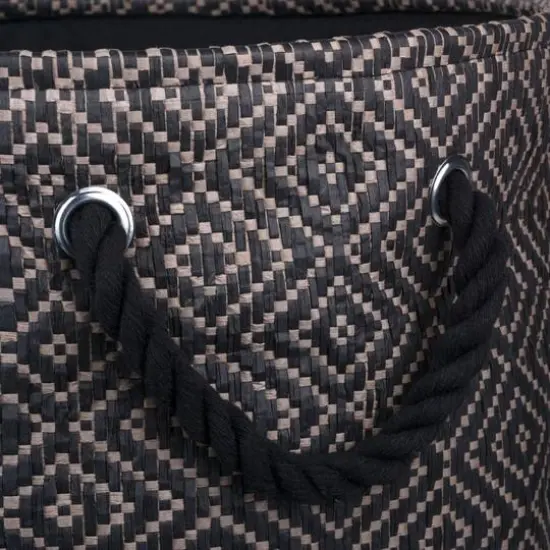 DII&reg; Large Rectangle Diamond Basketweave Paper Bin Stone/Black {7}