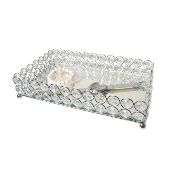 Elegant Designs&trade; 10.5" Chrome Decorative Mirrored Jewelry Vanity Tray {10}