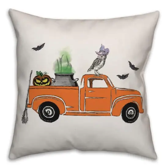 Halloween Truck Throw Pillow {1}