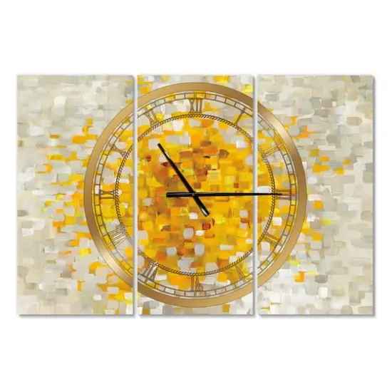 Designart 'Glam Yellow Explosion Blocks Modern Multipanel Wall Clock {1}