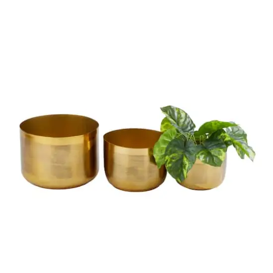 CosmoLiving by Cosmopolitan Iron Modern Planter Set Gold {4}
