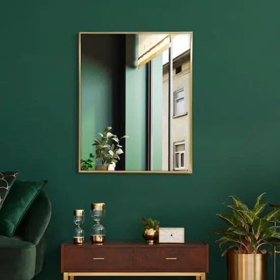 Head West Brassy Gold Spectrum Metal Rectangular Bathroom Vanity Mirror - 36" x 30" {1}