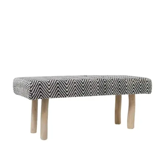 48" Black Wood Chevron Bench with Wood Legs {3}